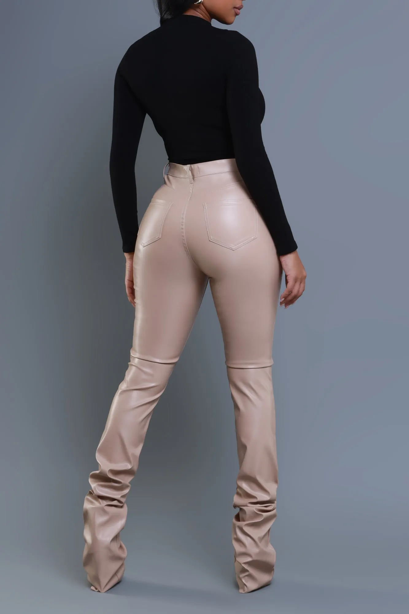 To The Core Ruched Faux Leather Pants - Tan sold by Swankaposh product image thumbnail 4