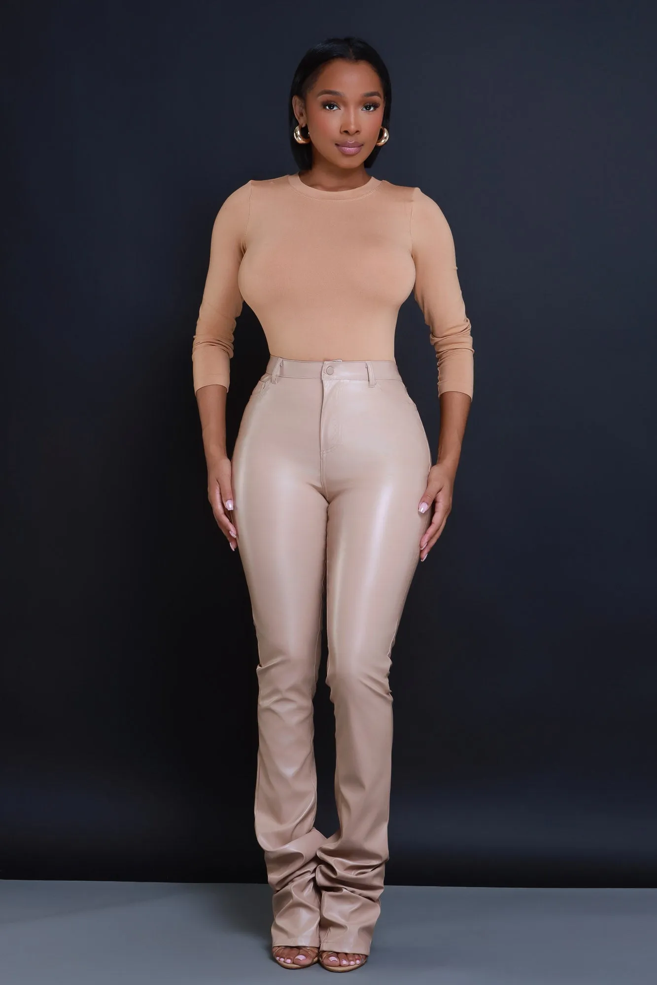 To The Core Ruched Faux Leather Pants - Tan sold by Swankaposh product image thumbnail 5