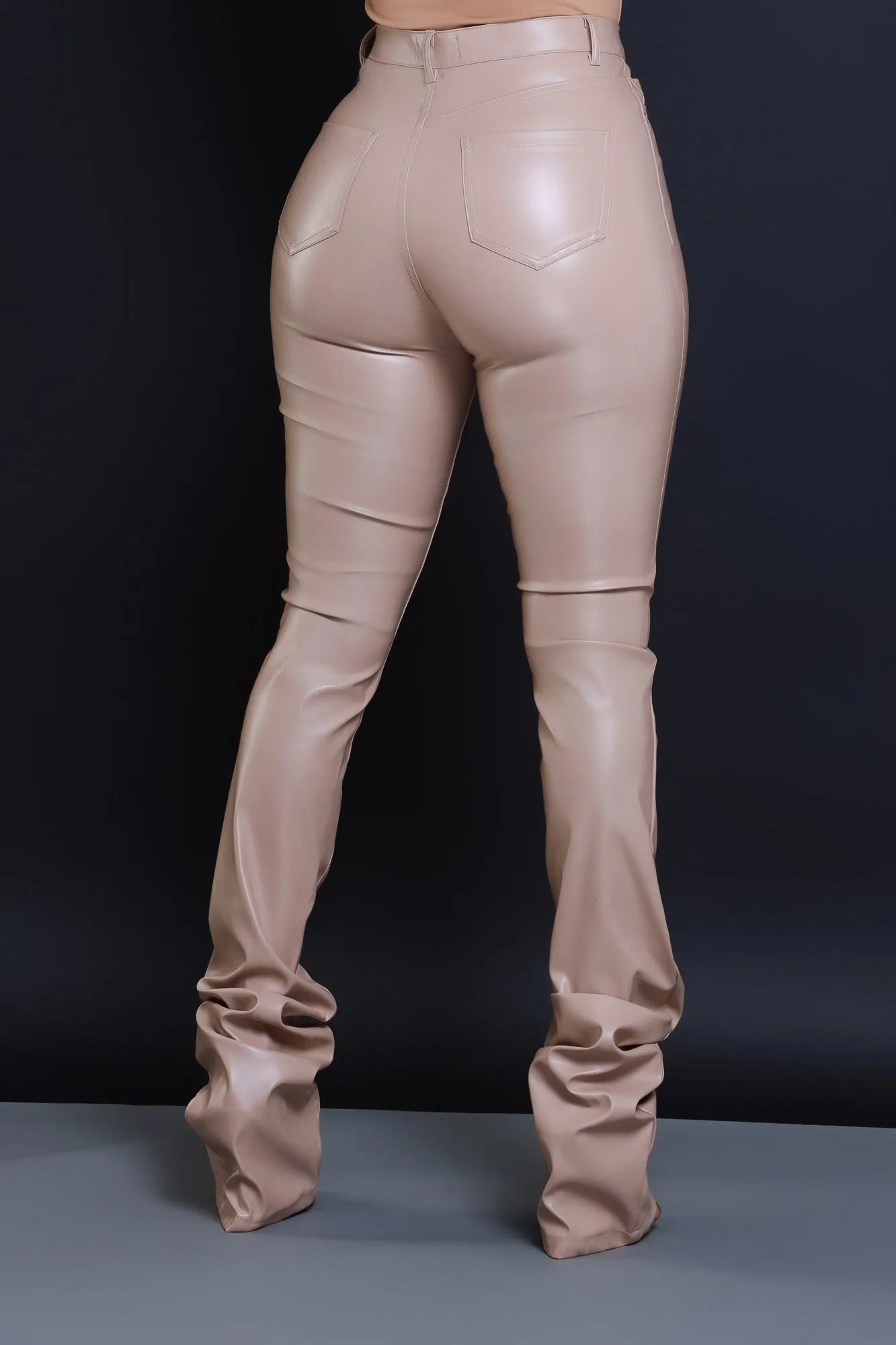 To The Core Ruched Faux Leather Pants - Tan sold by Swankaposh product image thumbnail 2