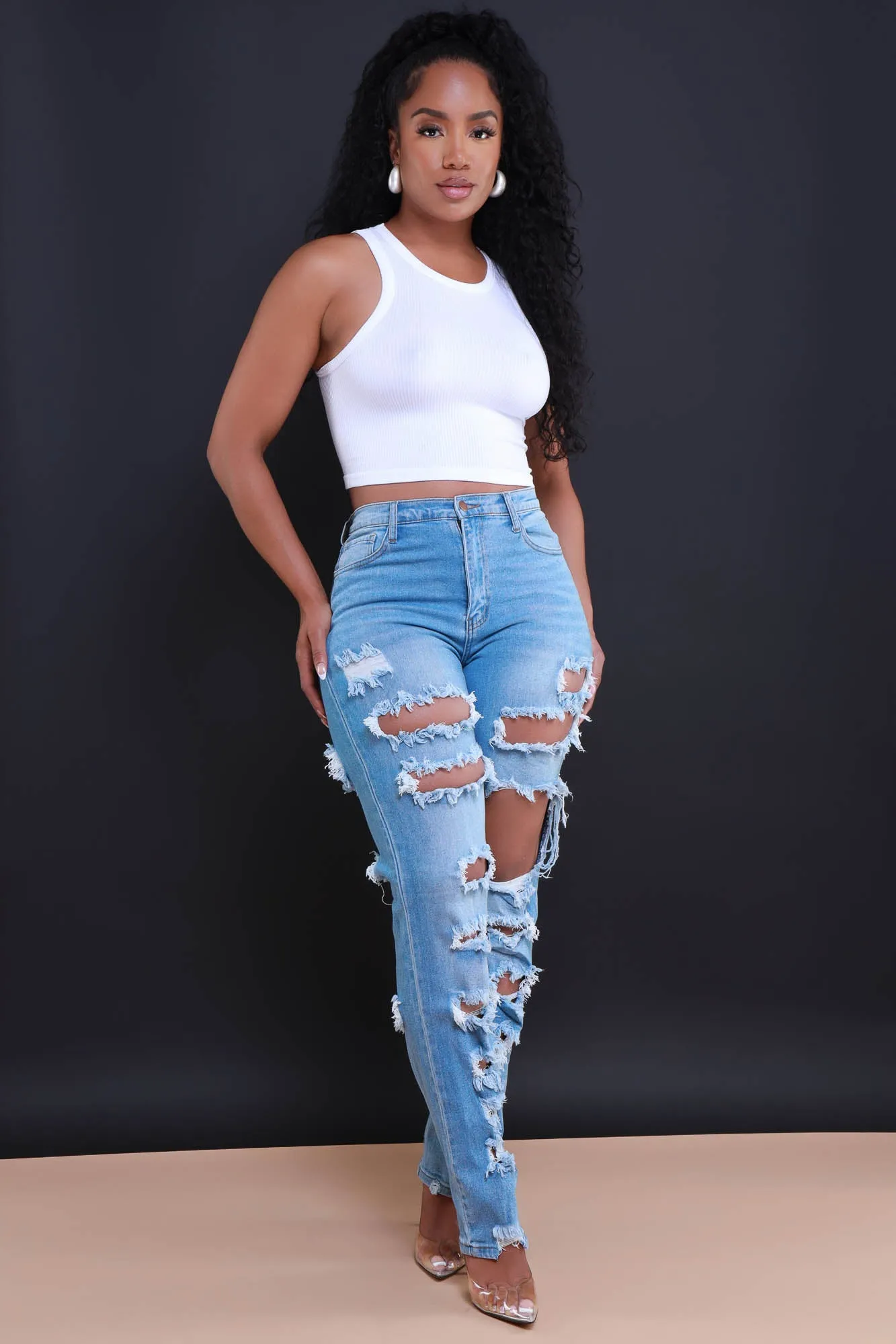 Pregame Distressed High Rise Jeans - Medium Wash sold by Swankaposh product image thumbnail 4