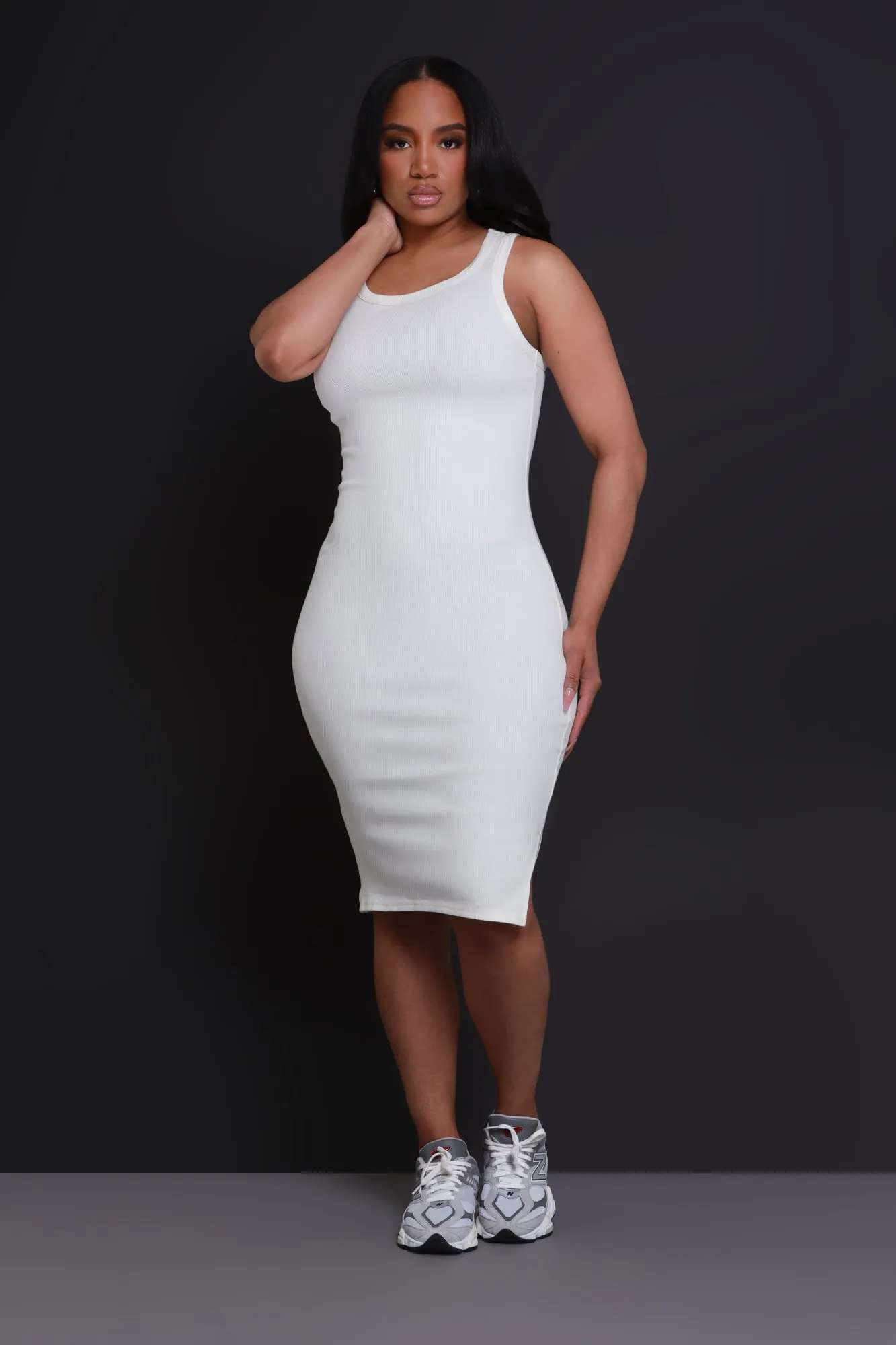 Next Up NUW Ribbed Midi Dress - Cream sold by Swankaposh product image thumbnail 5