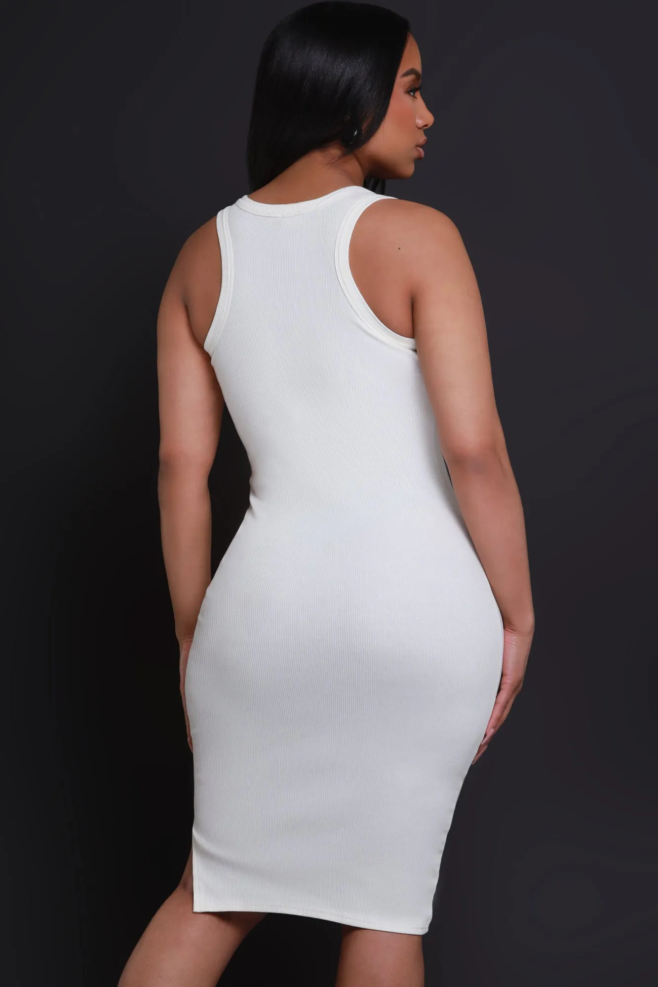 Next Up NUW Ribbed Midi Dress - Cream sold by Swankaposh product image thumbnail 3