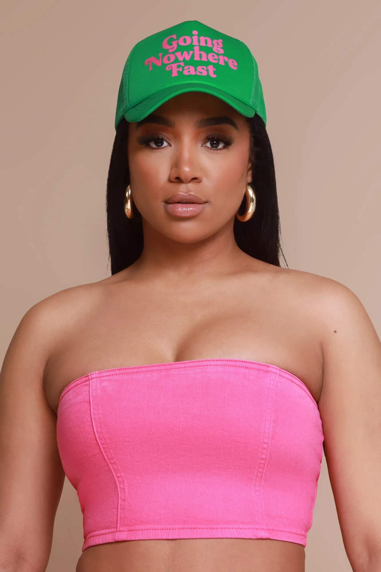 Candy Shop Strapless Denim Crop Top - Fuchsia sold by Swankaposh