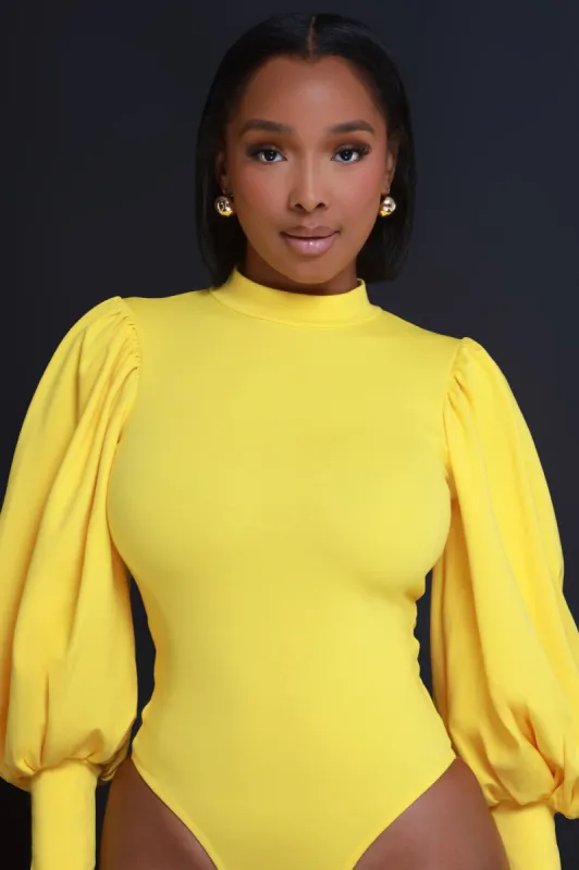 Inner Circle Balloon Sleeve Bodysuit - Sunflower Yellow sold by Swankaposh