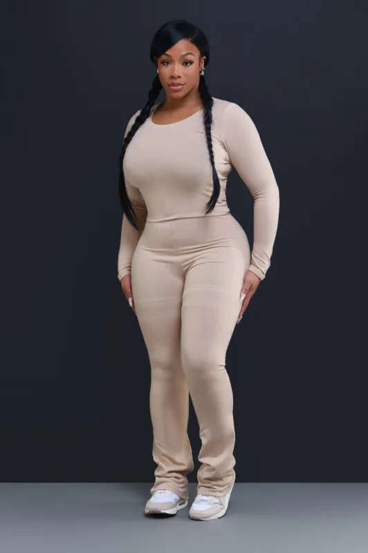 Skip The Line Flared Legging Set - Khaki sold by Swankaposh
