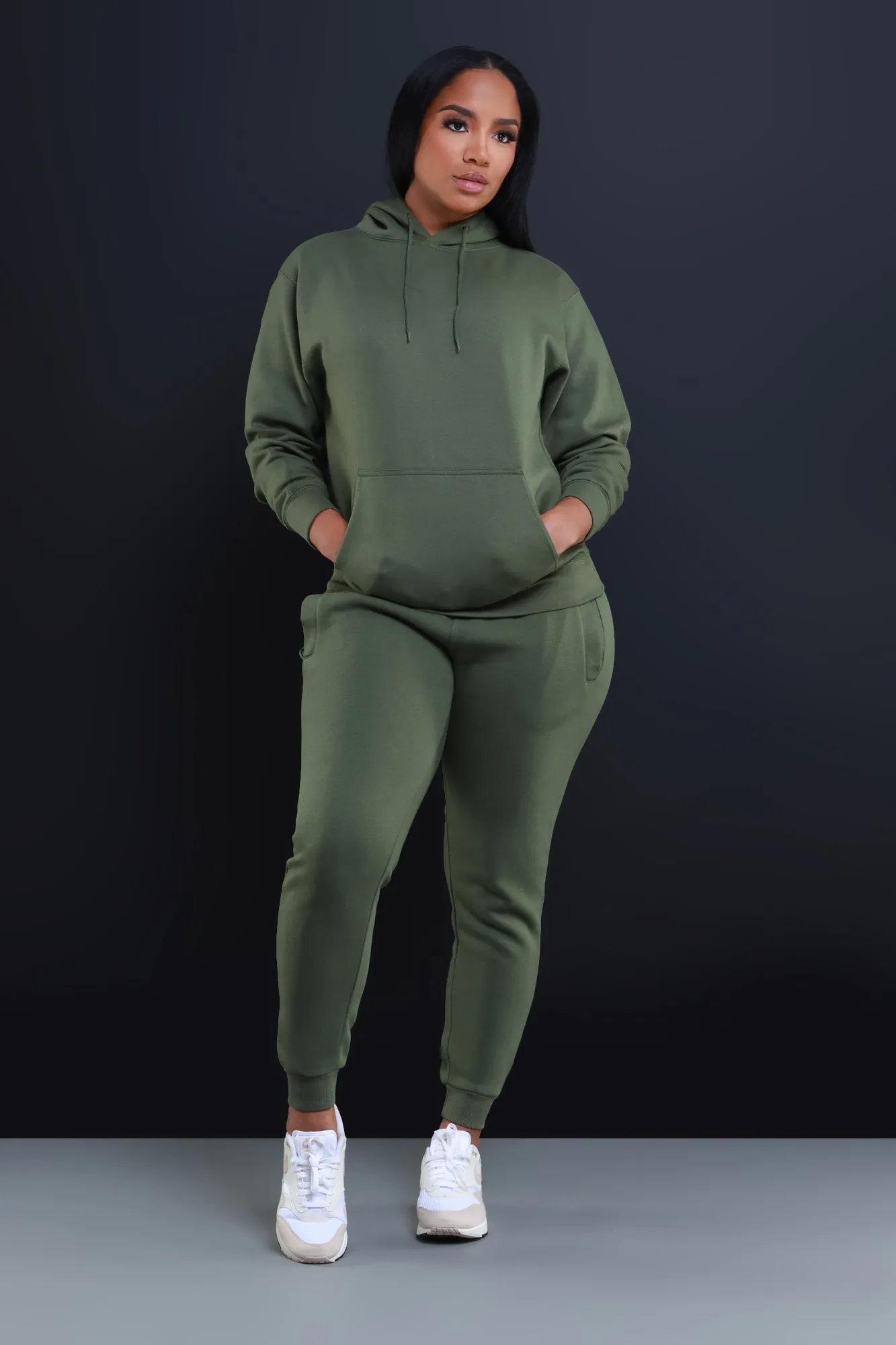 State Of Mind Hooded Jogger Set - Olive sold by Swankaposh