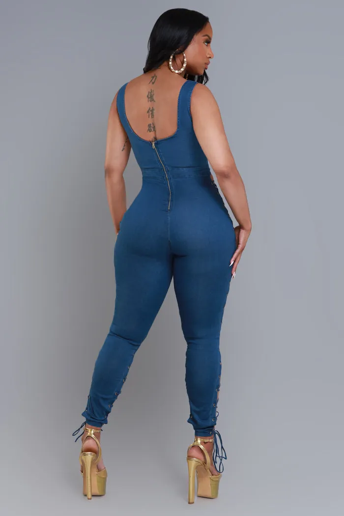 Hot In Here Lace Up Jumpsuit - Med Wash sold by Swankaposh product image thumbnail 2