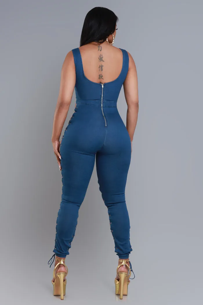 Hot In Here Lace Up Jumpsuit - Med Wash sold by Swankaposh product image thumbnail 5