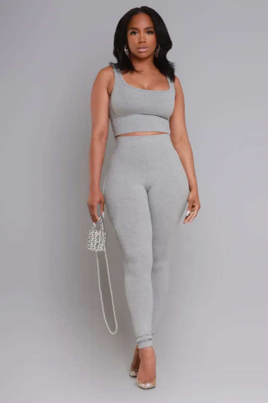 Sweet Tart Cellulite Deleter Ribbed Leggings - Heather Grey sold by Swankaposh
