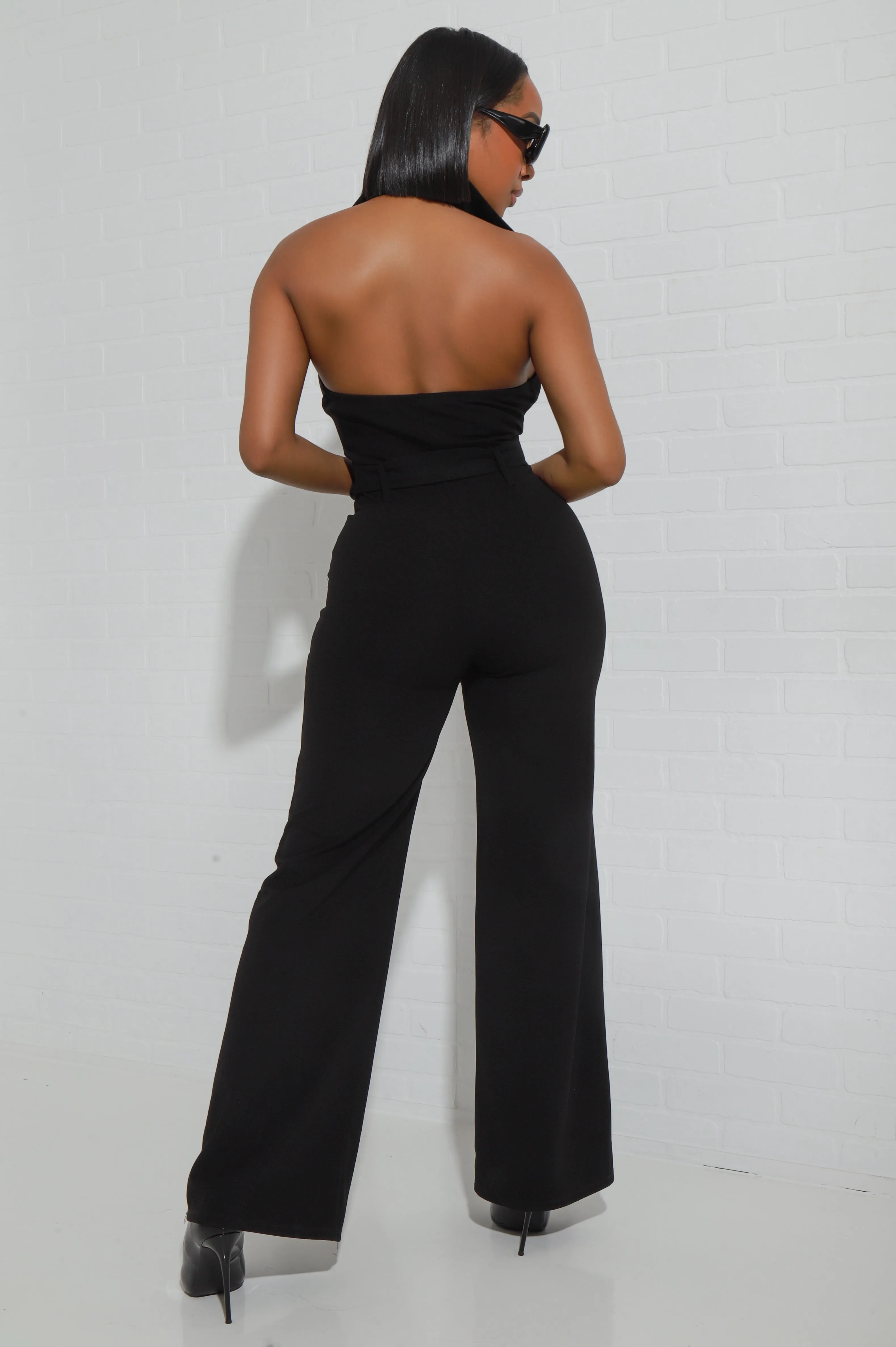 First Pick Halter Neck Belted Jumpsuit - Black sold by Swankaposh product image thumbnail 2