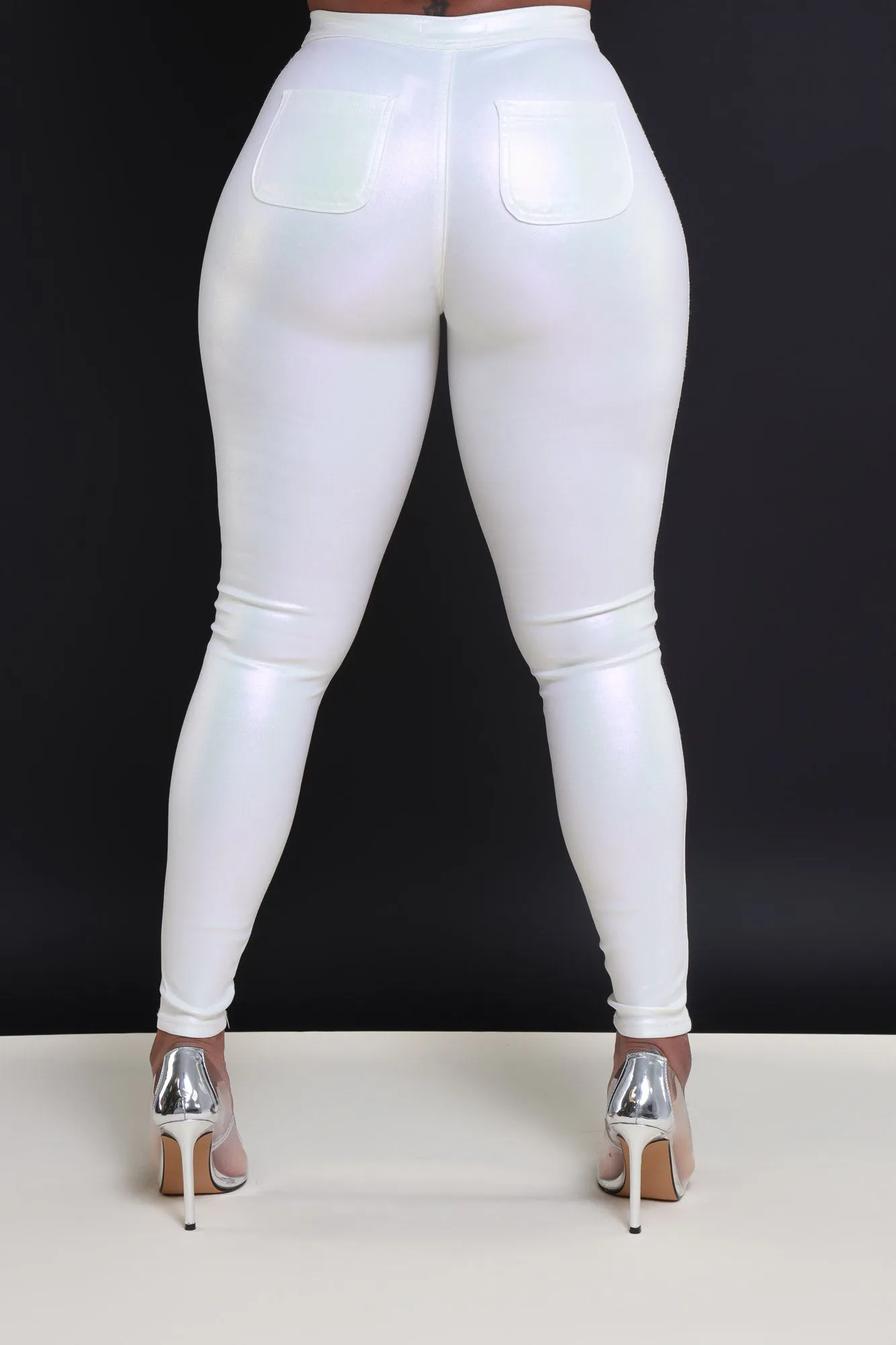 Coming In Hot High Rise Metallic Skinny Pants - Cream sold by Swankaposh product image thumbnail 4