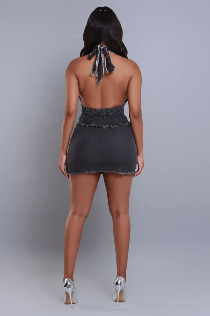 Body Shots Denim Skirt Set - Black sold by Swankaposh product image thumbnail 3