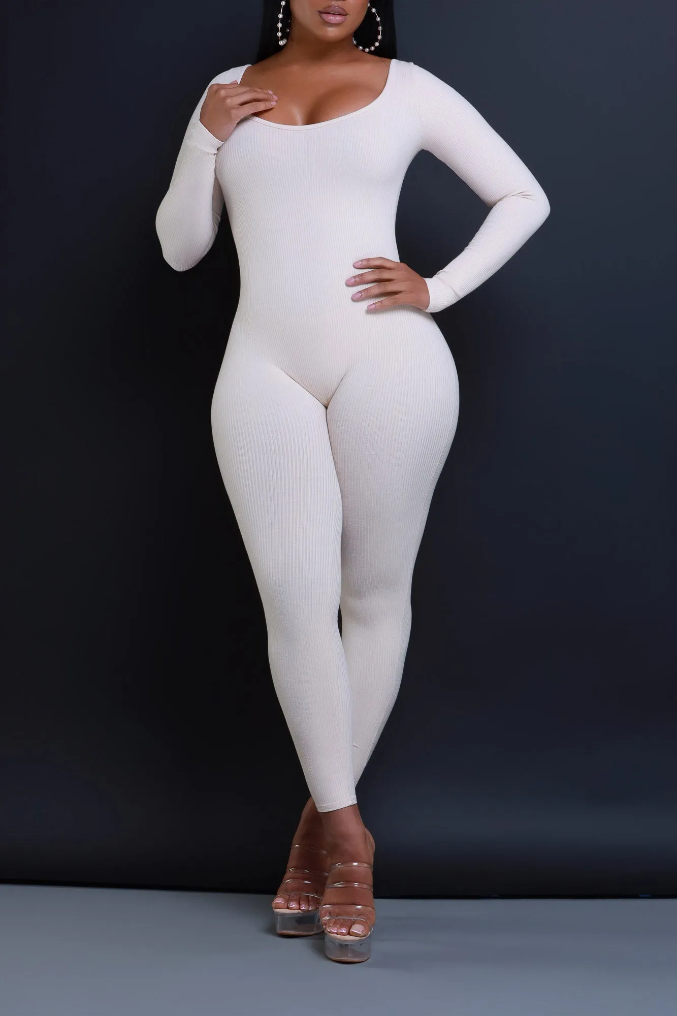 Anti-Hero Open Back Cellulite Deleter Jumpsuit - Cream sold by Swankaposh product image thumbnail 3
