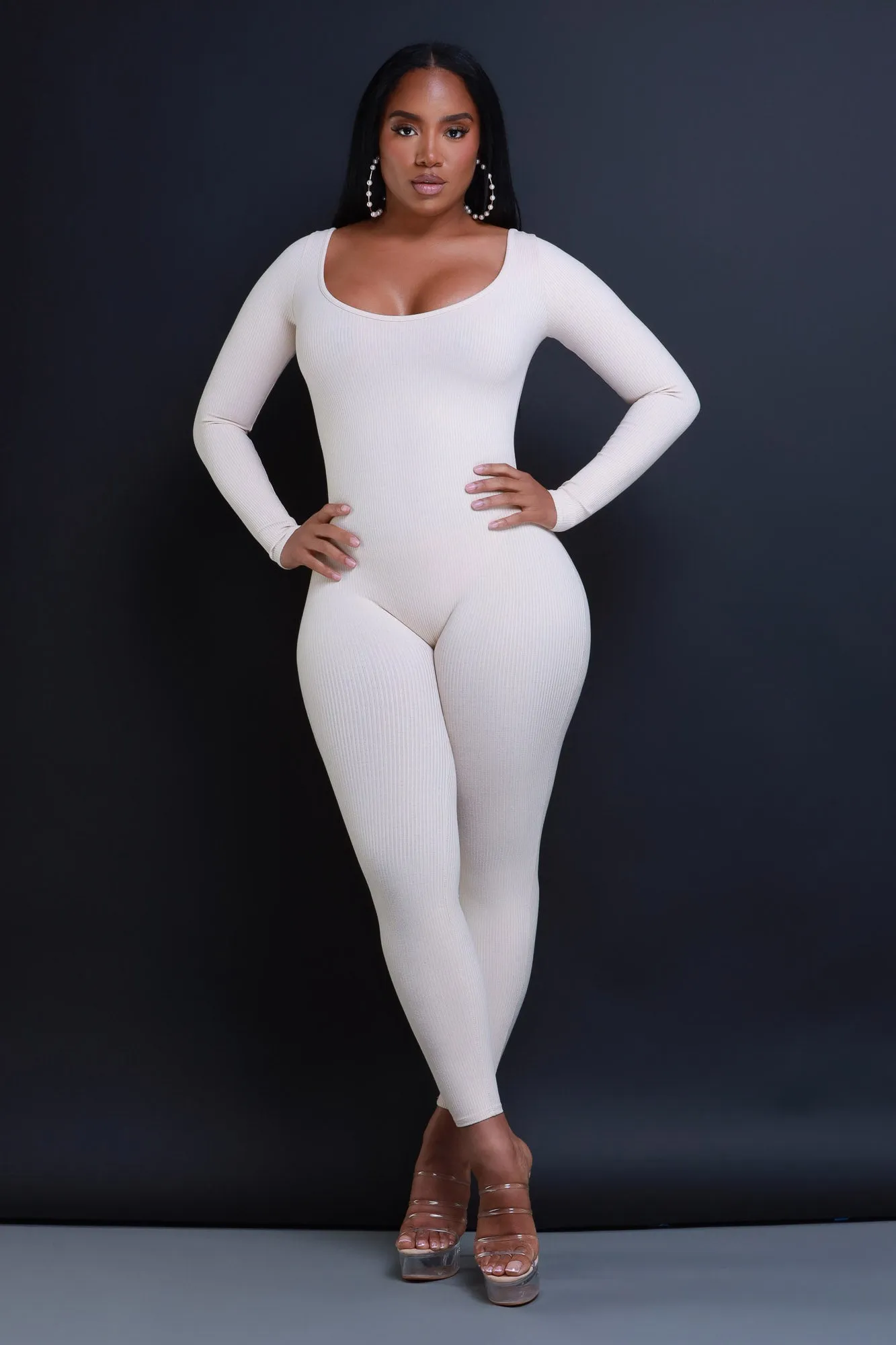 Anti-Hero Open Back Cellulite Deleter Jumpsuit - Cream sold by Swankaposh