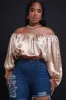 All For You Off The Shoulder Crop Top - Champagne sold by Swankaposh