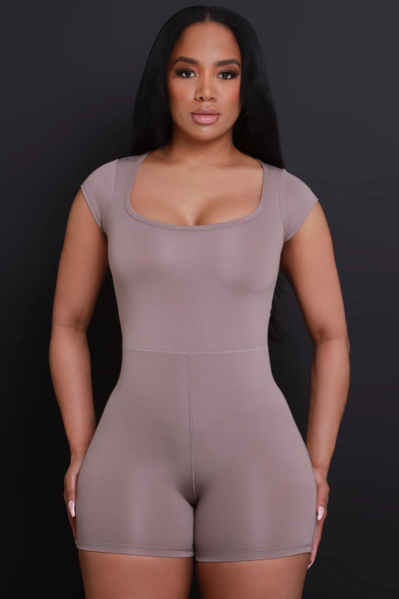 Turn Out NUW Cap Sleeve Romper - Ash sold by Swankaposh