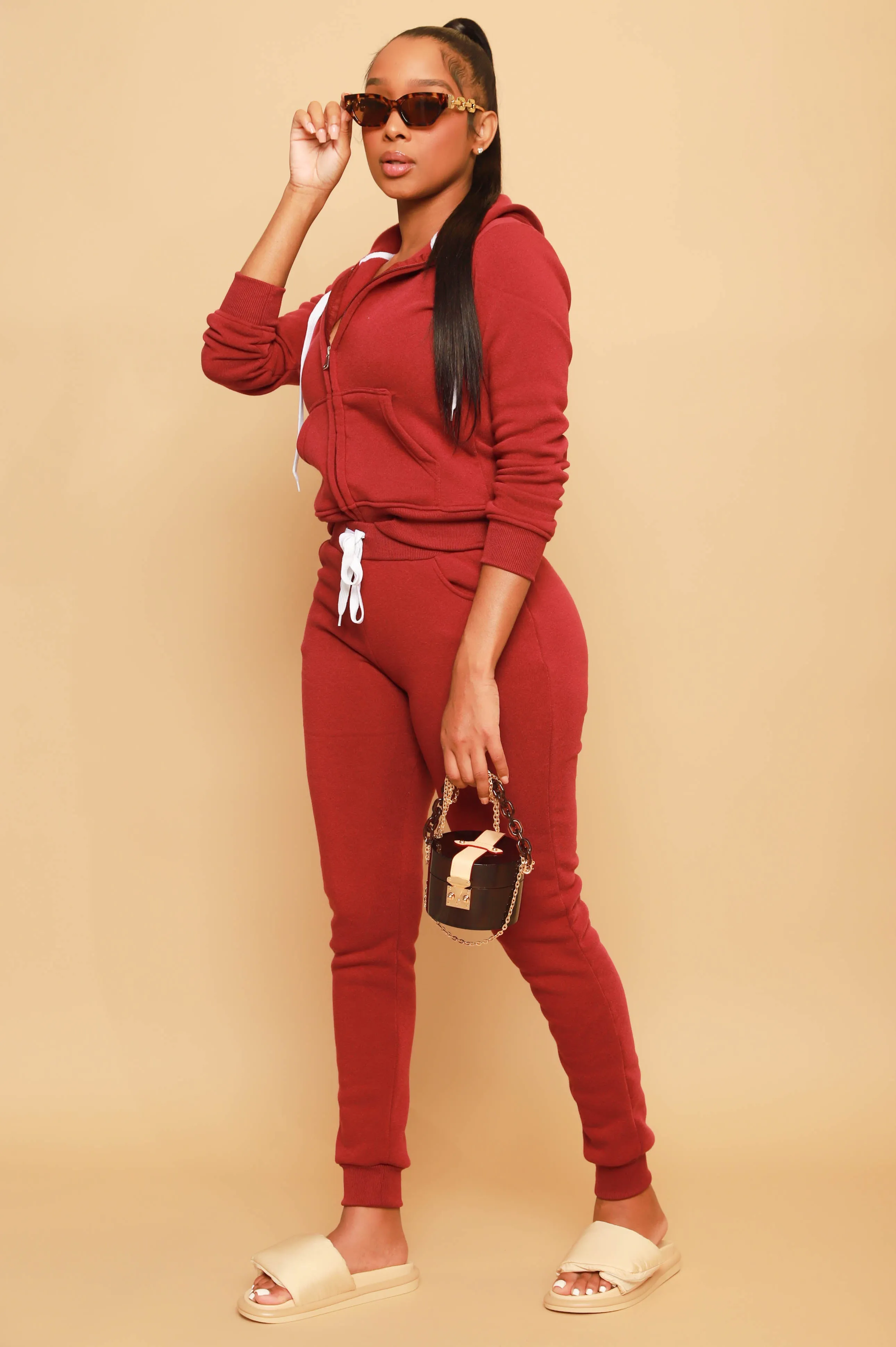 Like That Jogger Set - Burgundy sold by Swankaposh product image thumbnail 5