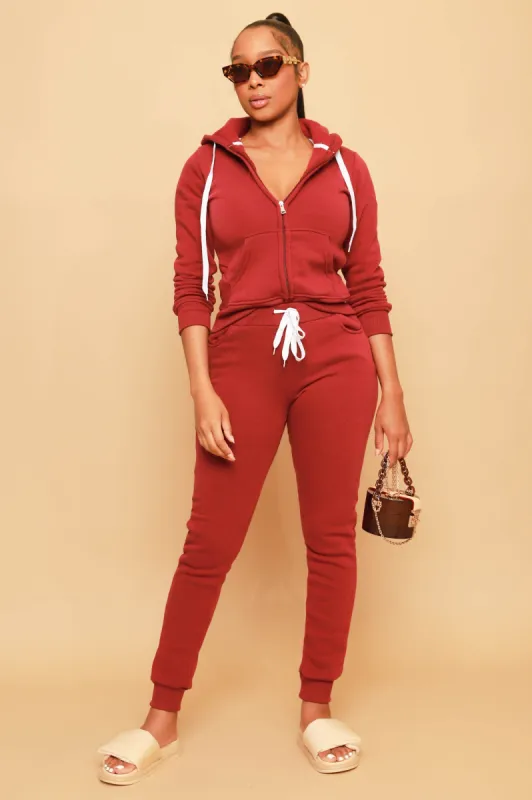 Like That Jogger Set - Burgundy sold by Swankaposh