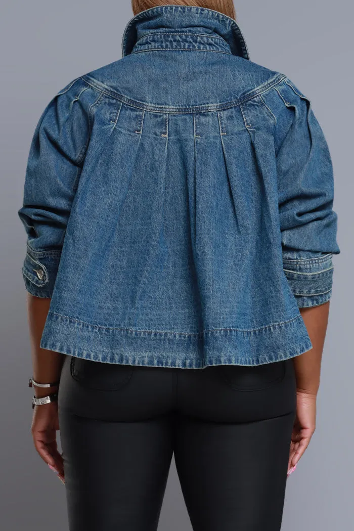 Show Of Hands Pleated Denim Jacket - Med Wash sold by Swankaposh product image thumbnail 3