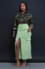 We Cool High Rise Cargo Maxi Skirt - Green sold by Swankaposh