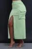 We Cool High Rise Cargo Maxi Skirt - Green sold by Swankaposh
