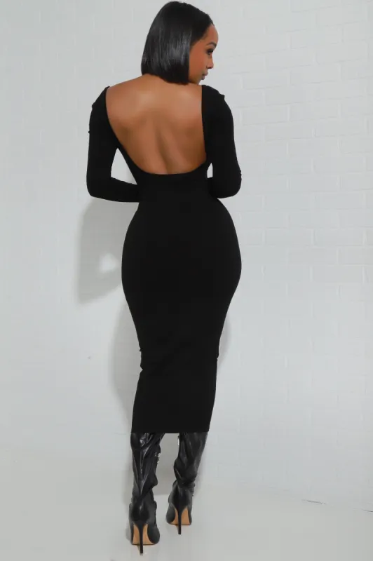 Last Forever Cellulite Deleter Open Back Midi Dress - Black sold by Swankaposh