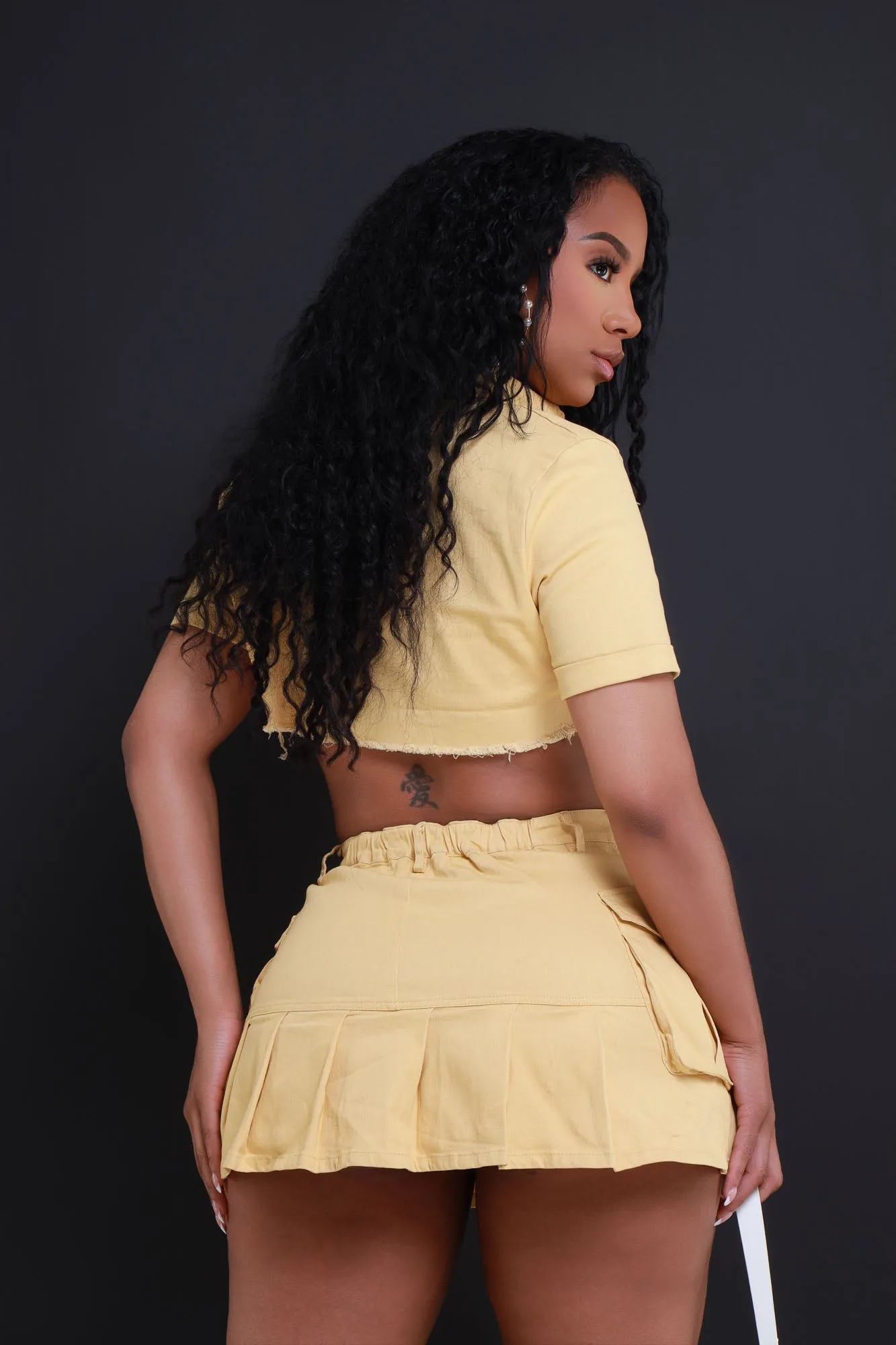 Hard To Impress Cropped Skirt Set - Butter sold by Swankaposh product image thumbnail 3