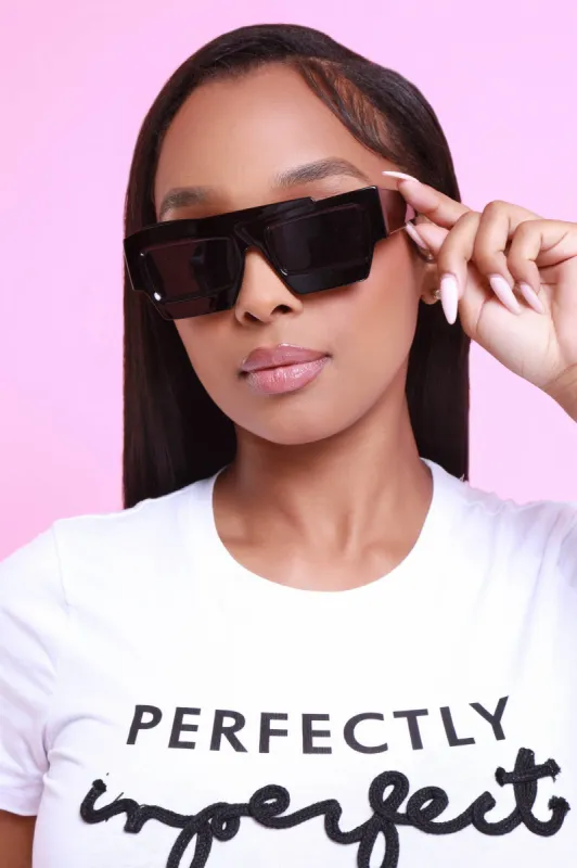 Just Like Fire Abstract Frame Sunglasses - Black sold by Swankaposh