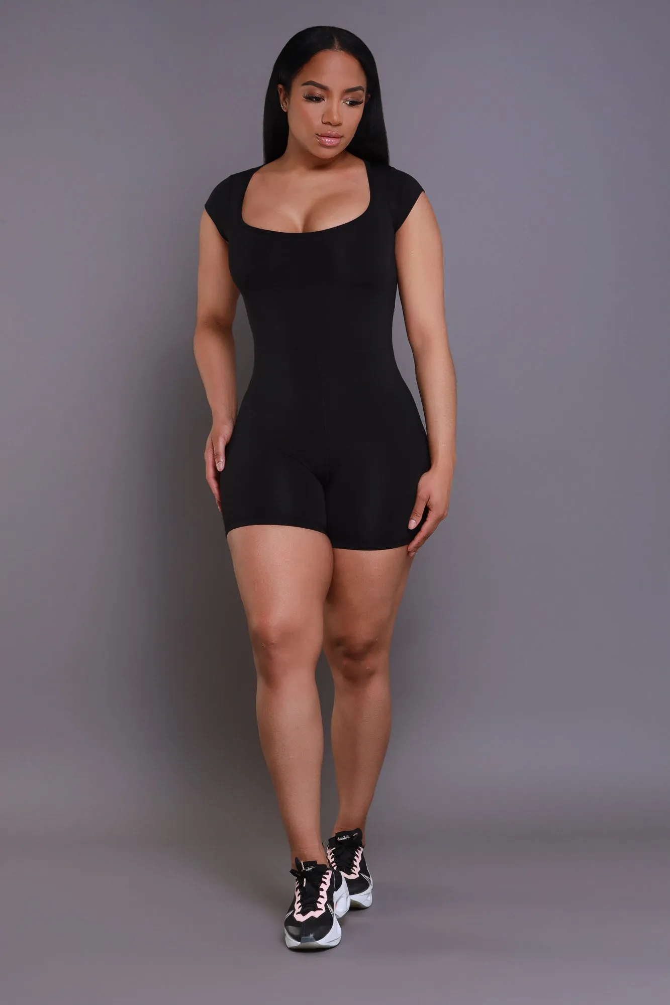 Turn Out NUW Cap Sleeve Romper - Black sold by Swankaposh product image thumbnail 5