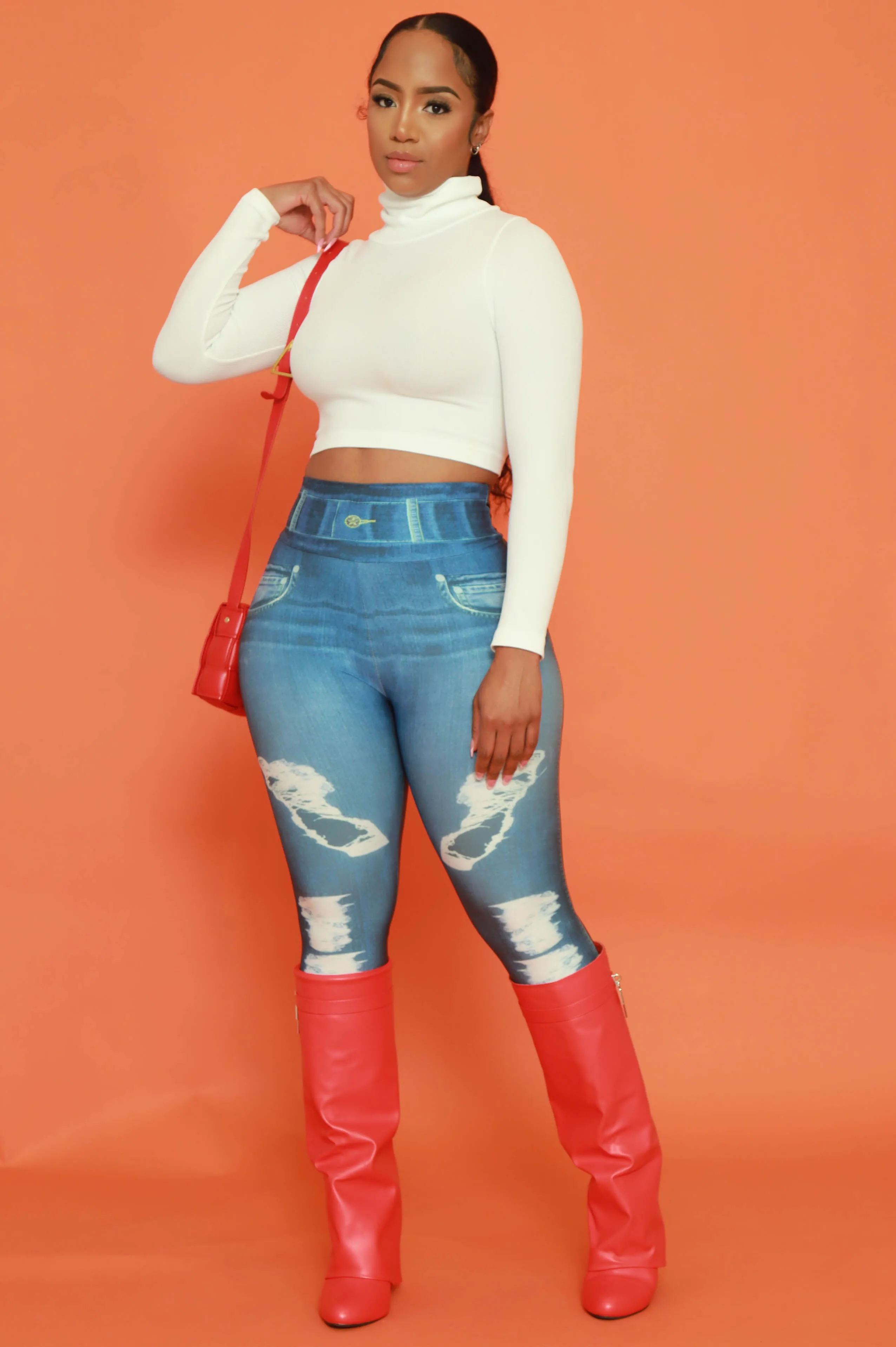 Lock & Key Faux Leather Knee High Boot - Red sold by Swankaposh product image thumbnail 5