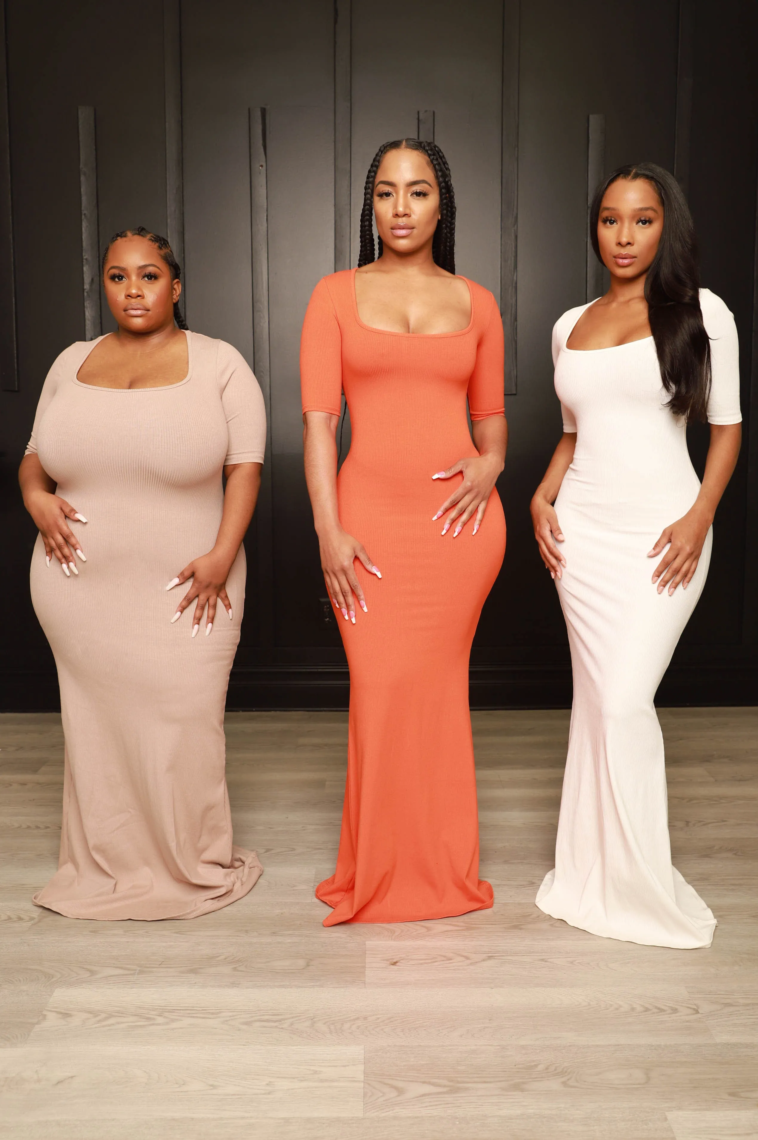 One and Only Mid Sleeve Cellulite Deleter Maxi Dress - Orange sold by Swankaposh product image thumbnail 2