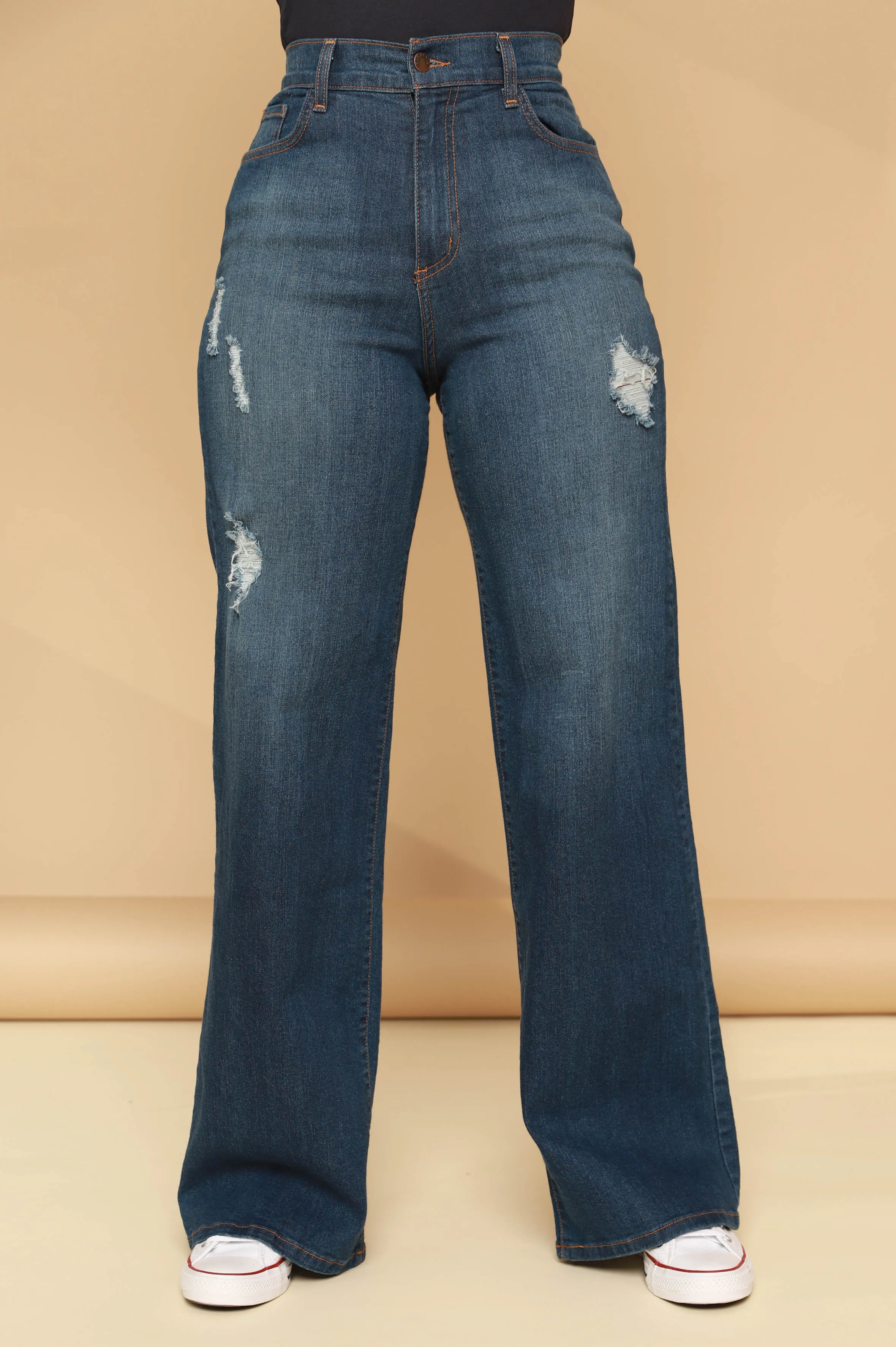 High Stakes Distressed Bootcut Jeans - Dark Wash sold by Swankaposh product image thumbnail 4