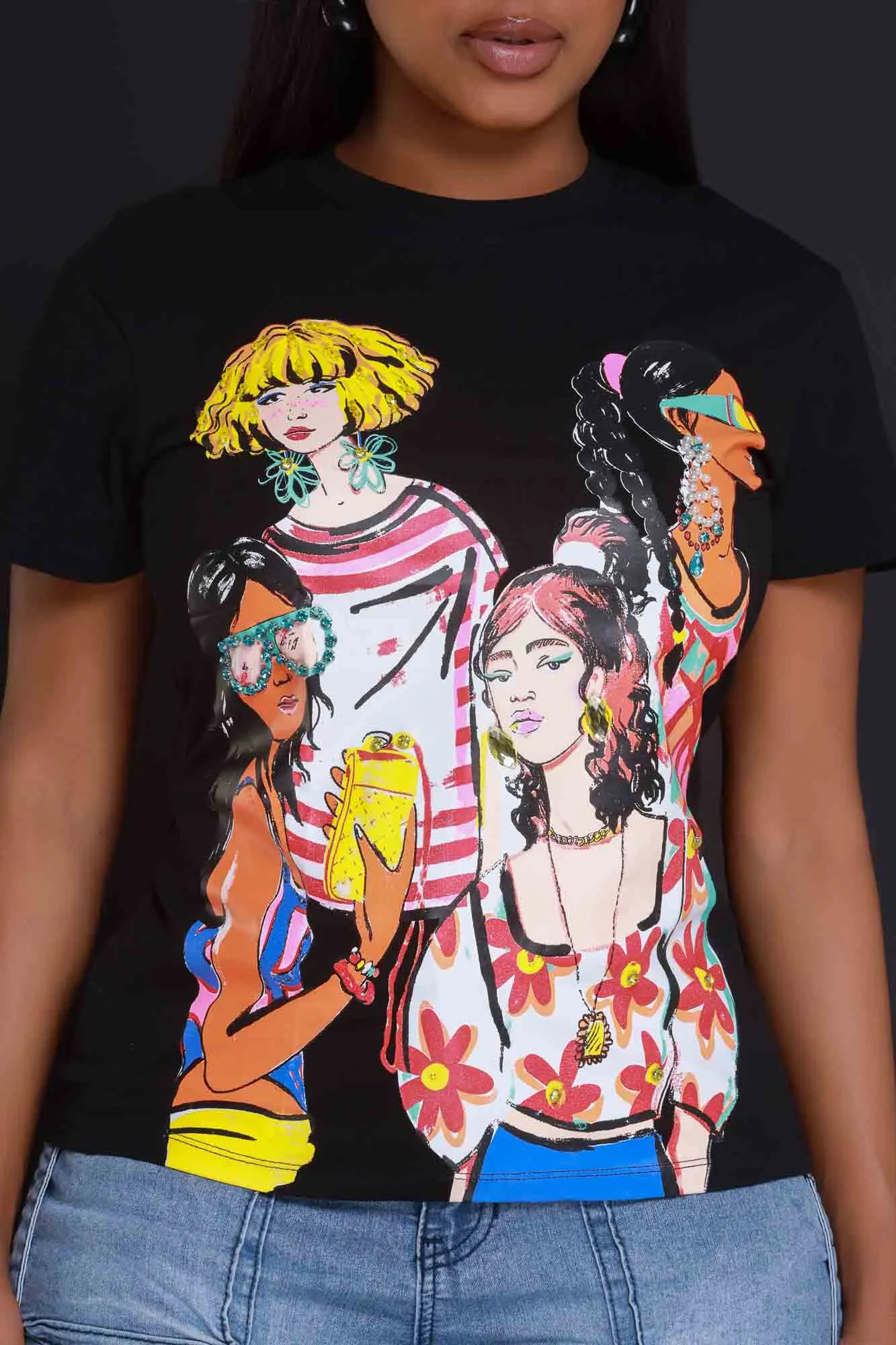 Group Text Embellished Graphic T-Shirt - Black sold by Swankaposh product image thumbnail 4