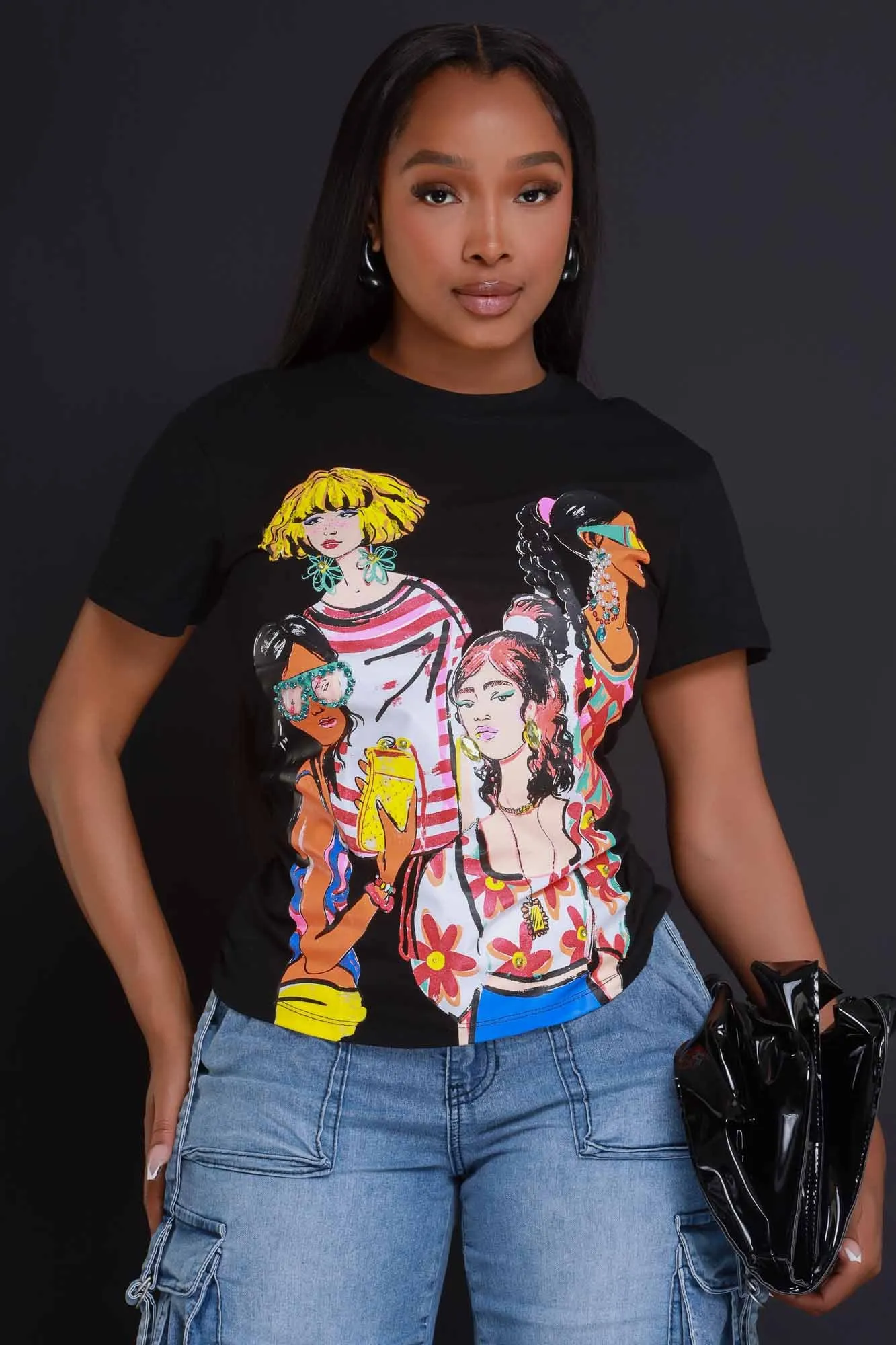 Group Text Embellished Graphic T-Shirt - Black sold by Swankaposh product image thumbnail 2