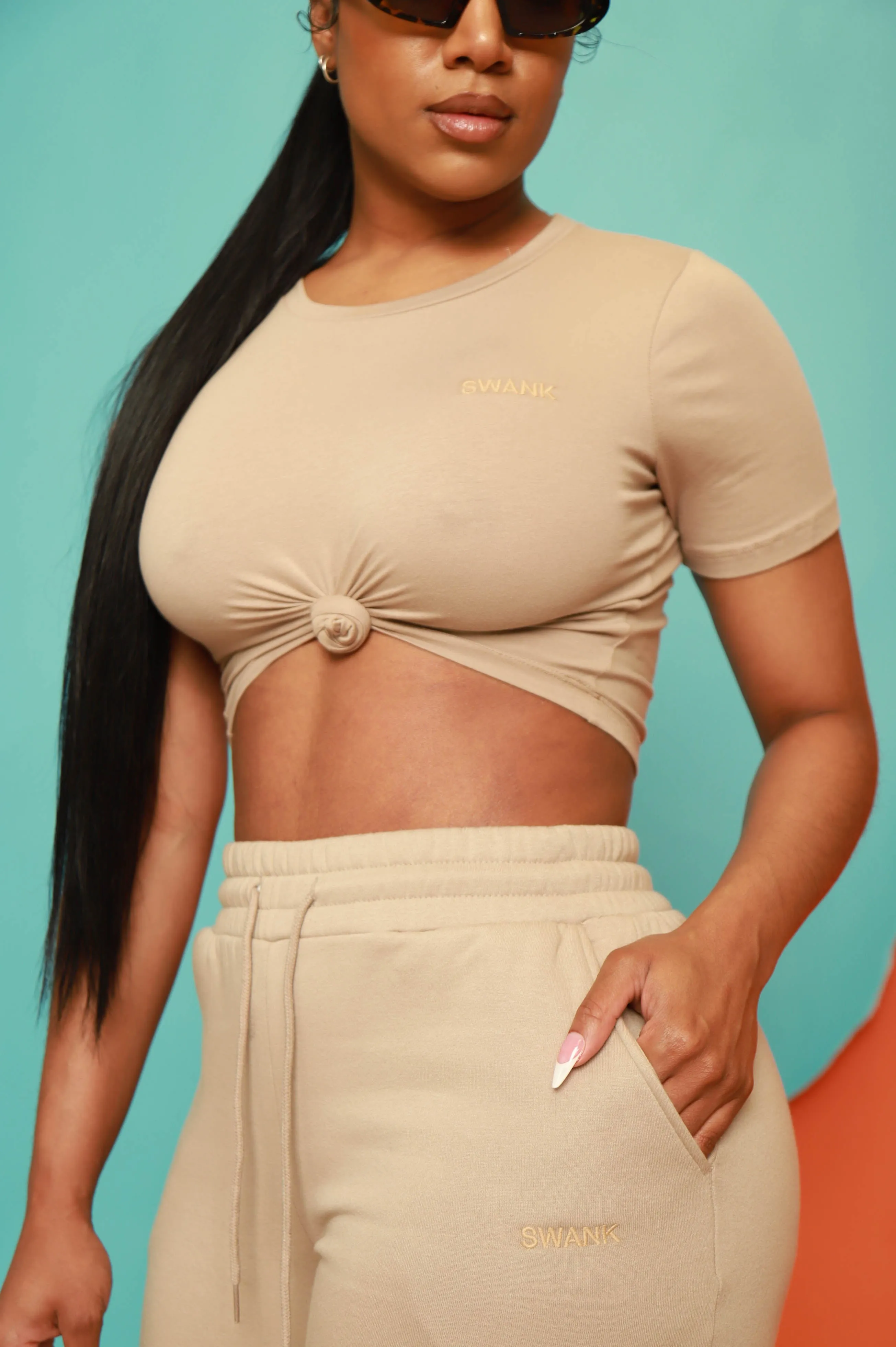 Swank Girls Only Embroidered Cropped T-Shirt - Ash Mocha sold by Swankaposh product image thumbnail 5