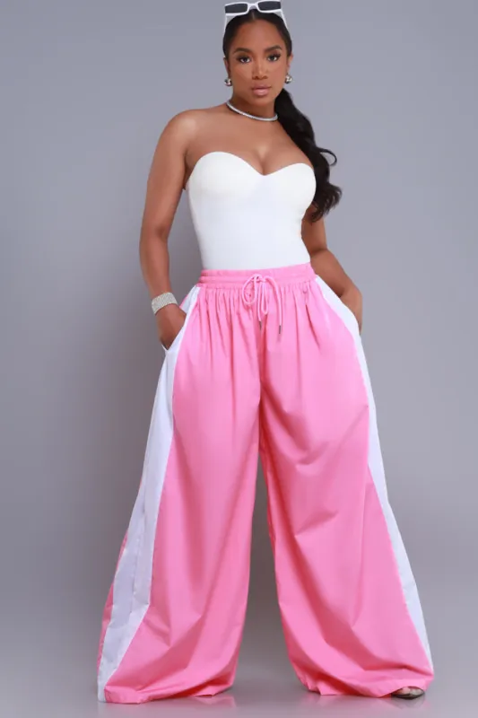 Around The World Wide Leg Pants - Pink/White sold by Swankaposh