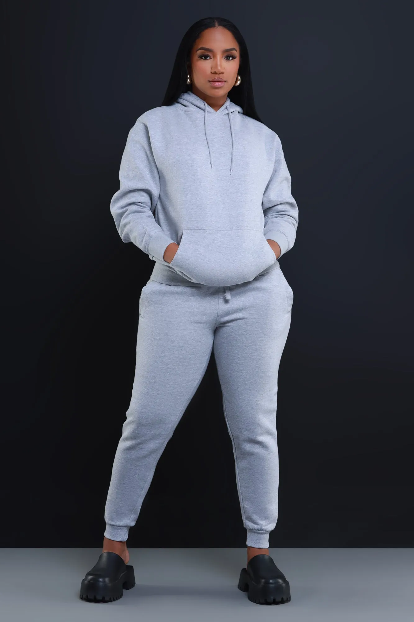 State Of Mind Hooded Jogger Set - Heather Grey sold by Swankaposh