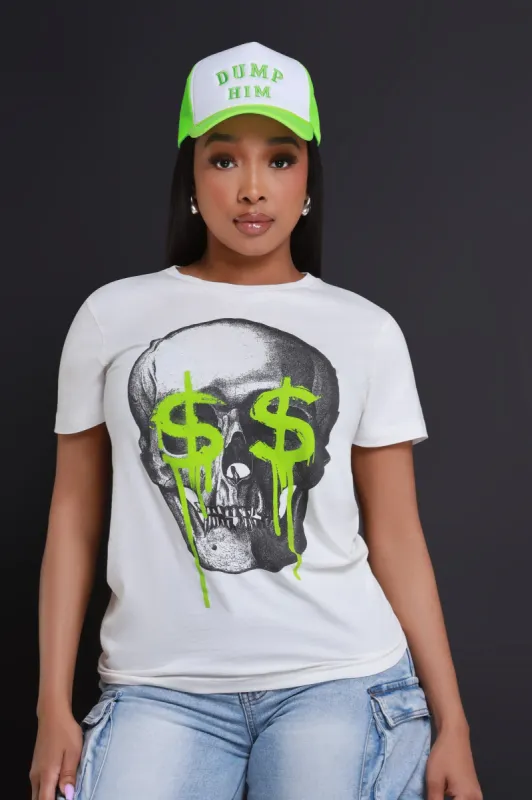 Skull And Bones Graphic T-Shirt - White/Green sold by Swankaposh