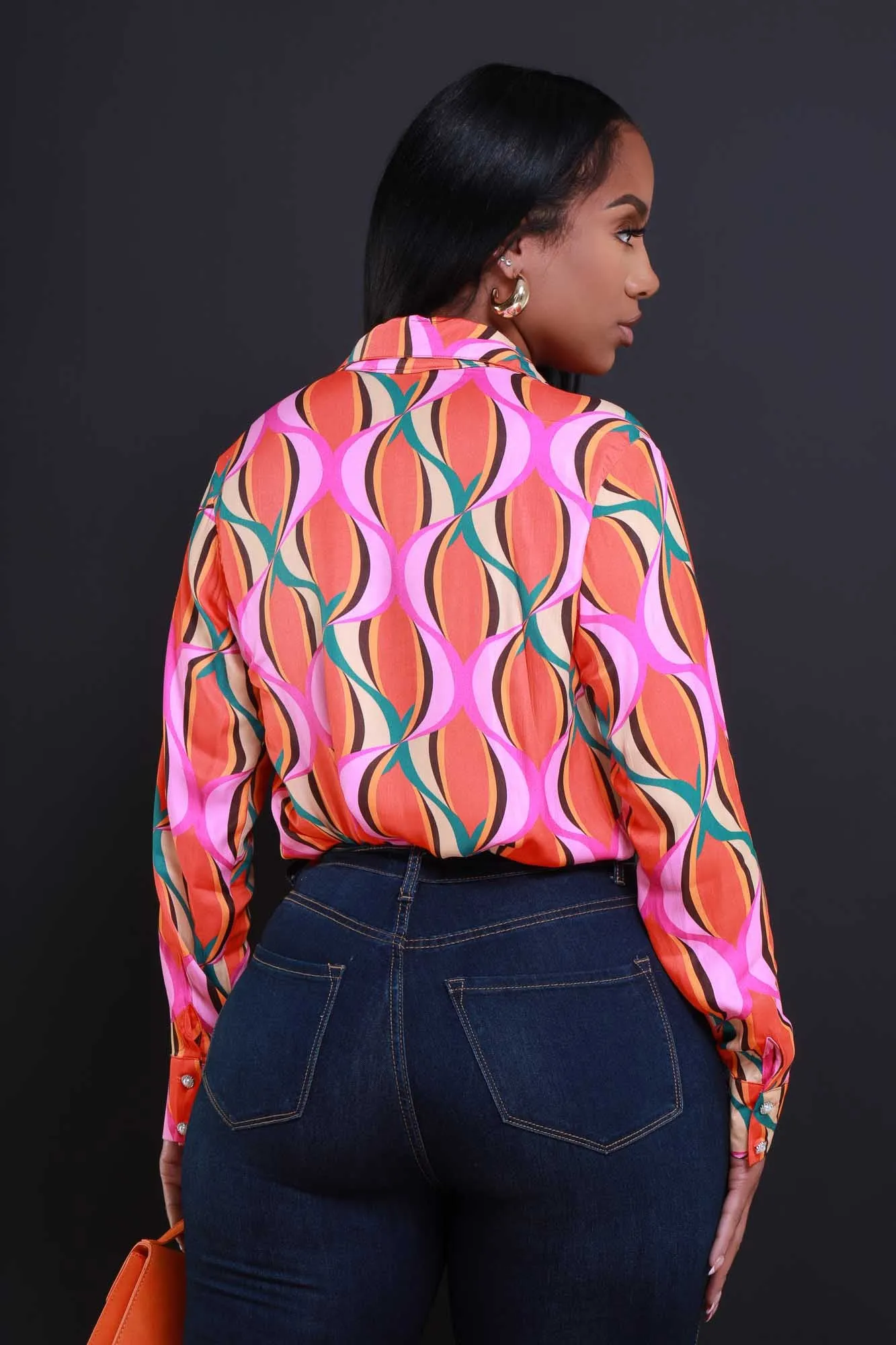 Sunrise Graphic Print Blouse - Orange Multicolor sold by Swankaposh product image thumbnail 3