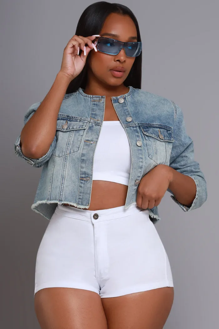 Move Away Button Down Denim Jacket - Med Wash sold by Swankaposh product image thumbnail 4