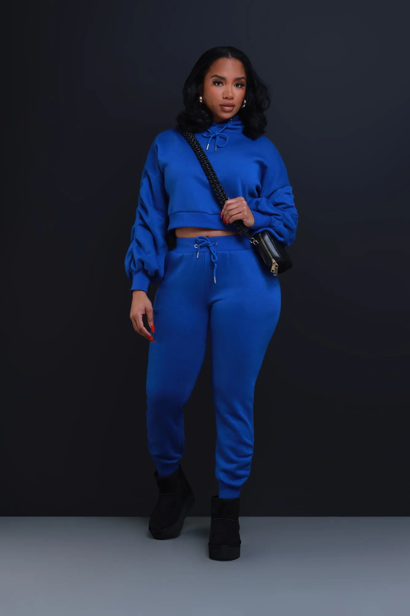 Who Said Ruched Hooded Jogger Set - Royal Blue sold by Swankaposh product image thumbnail 3