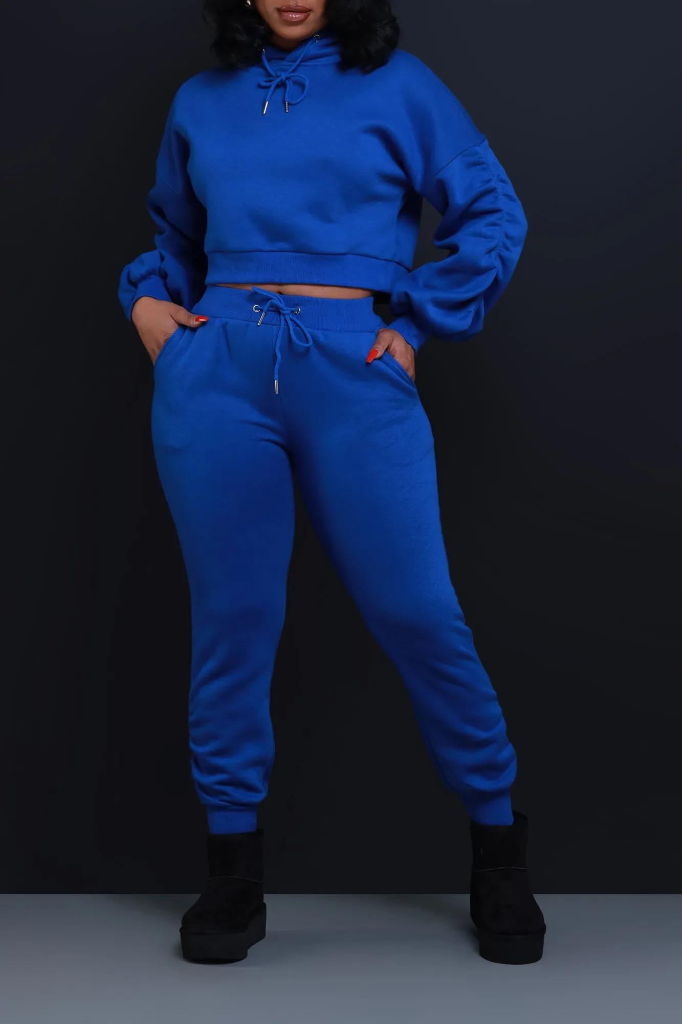 Who Said Ruched Hooded Jogger Set - Royal Blue sold by Swankaposh product image thumbnail 5