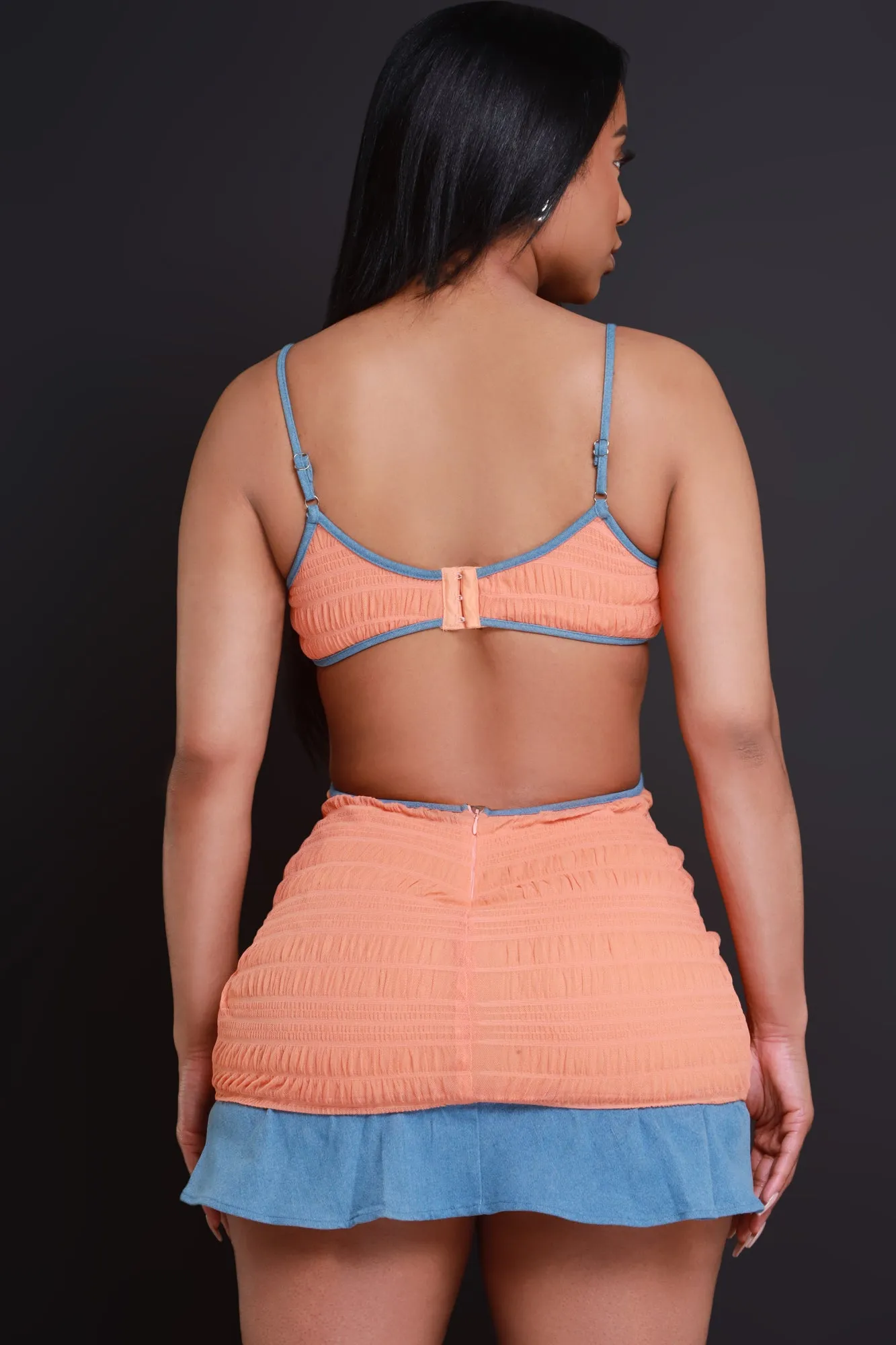 Wild For You Cut Out Mini Dress - Orange/Denim sold by Swankaposh product image thumbnail 3