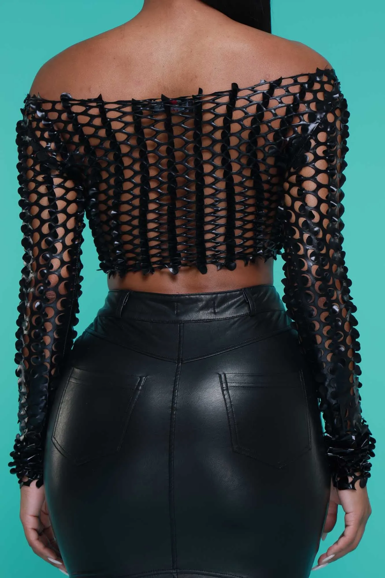 Watch Out Metallic Cut Out Crop Top - Black sold by Swankaposh product image thumbnail 3