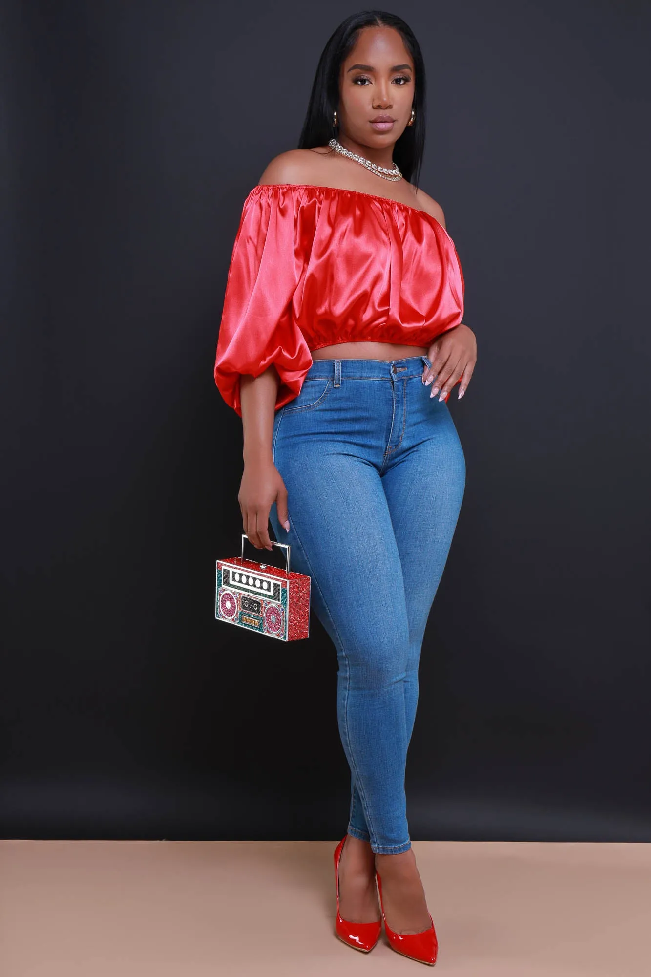 All For You Off The Shoulder Crop Top - Red sold by Swankaposh product image thumbnail 4