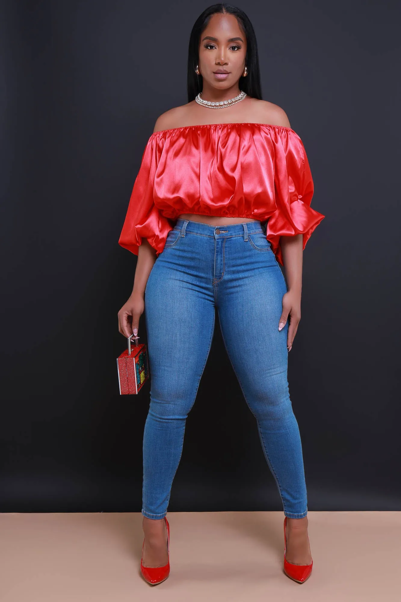 All For You Off The Shoulder Crop Top - Red sold by Swankaposh product image thumbnail 2