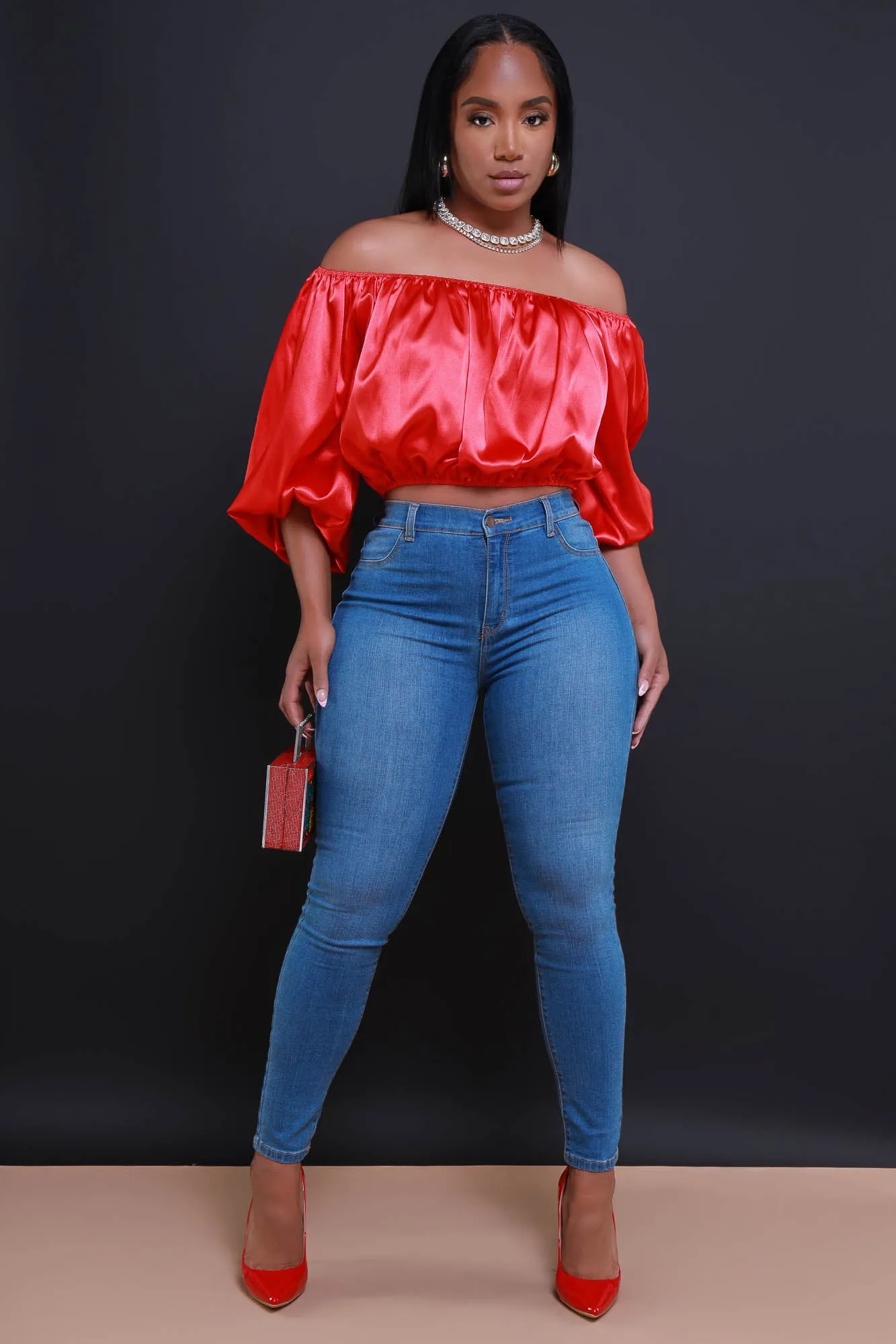 All For You Off The Shoulder Crop Top - Red sold by Swankaposh product image thumbnail 5