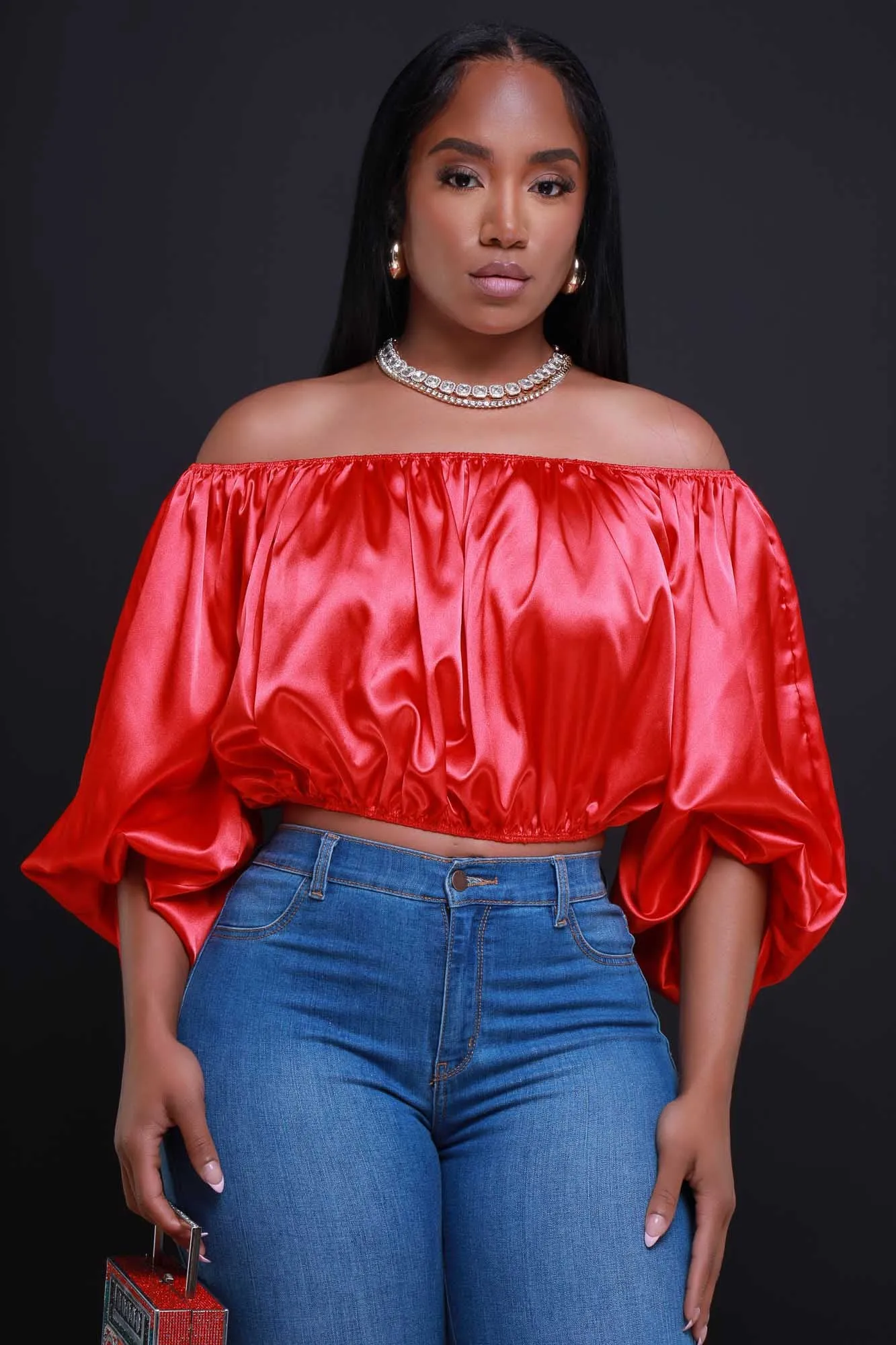 All For You Off The Shoulder Crop Top - Red sold by Swankaposh