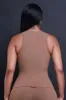 Top Of The Line Cellulite Deleter Sleeveless Ribbed Top - Mocha sold by Swankaposh
