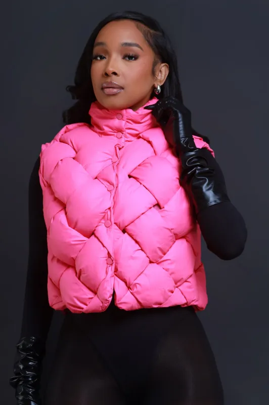 Safe Space Cropped Puffer Vest - Pink sold by Swankaposh